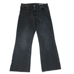 ASOS Denim Washed Black High Rise Straight Leg Jeans Raw Hem UK 32 04032026